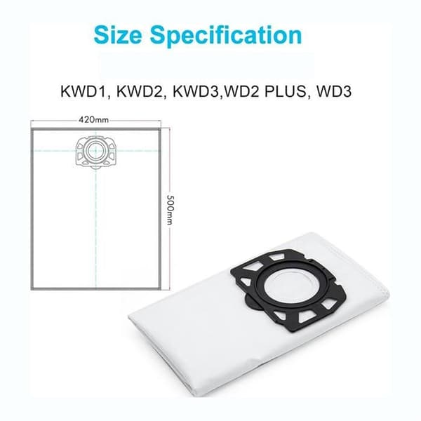 Ikke-vævede filterposer til Karcher KFI 357/KA 40/WD2/WD3/SE4001 – 5 poser + 1 filter