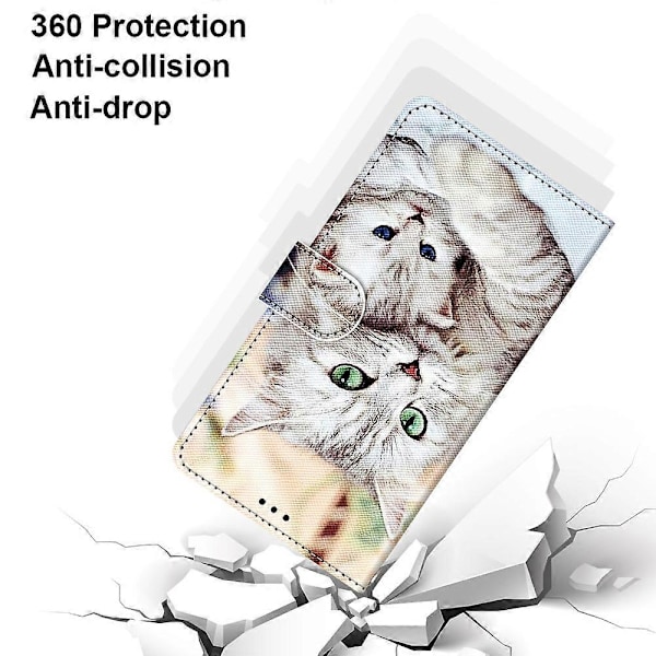 Samsung Galaxy A9 2018 -puhelimelle värillinen kuvioitu ristikkäinen vaakasuuntainen PU-nahkakotelo pidikkeellä, korttipaikoilla, lompakolla ja kaulanauhalla Big Cat Hugging Kitten