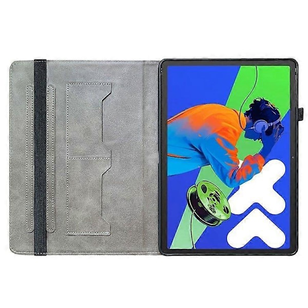 Lærveske for Lenovo Idea Tab Pro/ Tab P12 Pro 12.7 2025/ Xiaoxin Pad Pro 12.7 (2025) Mønstertrykt Stativ Tablet Cover Black Orchid