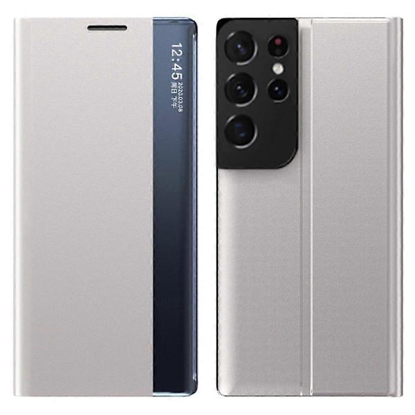 För Samsung Galaxy S21 Ultra 5G Fönsterfodral PU Läder Ställ Multicolor Style B