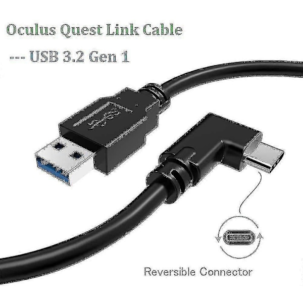 Quest Link Kabel 16ft/5m Oculus Quest Link Kabel Høj Hastighed Dataoverførsel & Hurtig Opladning Usb C Kabel A to C 3m Black