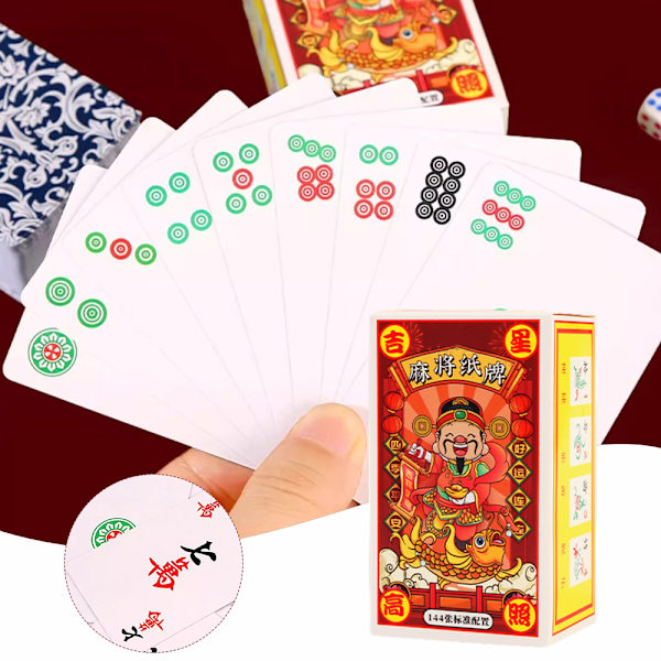 Bærbar Mahjong Papirkort Legetøj Interessant puslespil brætspil til familiemøder 1 Set