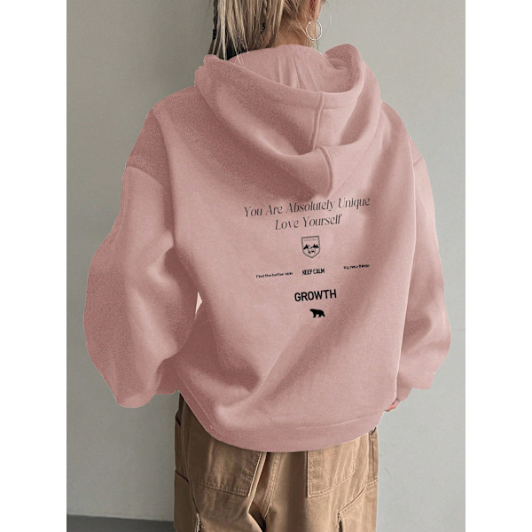 Dazy Slogan Grafisk Drop Shoulder Dragsko Rosa Pink M