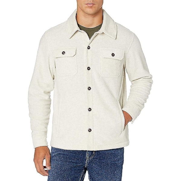 Langærmet polar fleece stilfuld jakke til mænd Beige XS