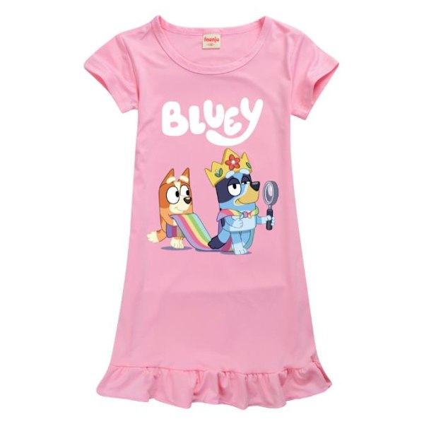 Barn Flickor Bingo Blueys Cartoon Nattlinne Sovkläder Kortärmad Pyjamas Klänning Rosa Pink 11-12 Years