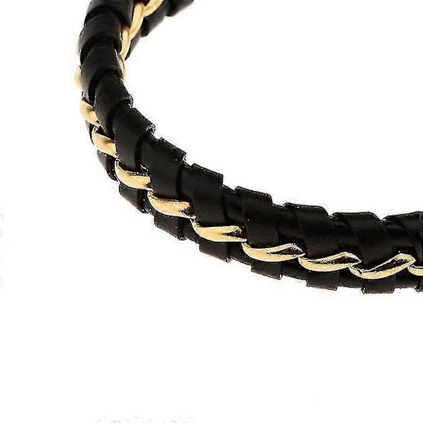 Herre Punk Læder Mix Farve Armbånd Med Guld Rustfrit Stål Lås