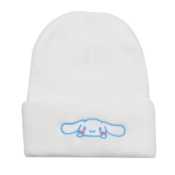 Sanrio Cartoon Barnhattar för Barn i Stickad Ull Anime Cinnamoroll Kuromi My Melody Vintervarm Vuxenmössa Broderad Mönster A