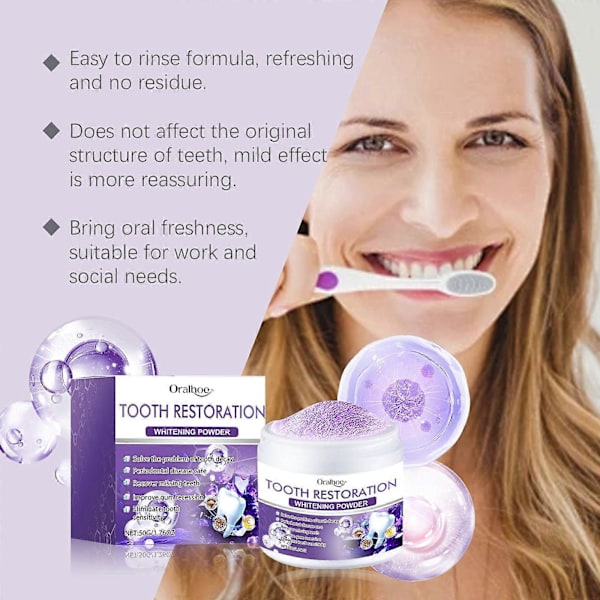 Mineralpulver for tannrestaurering, Mineralpulver for dental restaurering, Mineral tannpulver, Effektiv pleie for munn og tenner 1Pcs