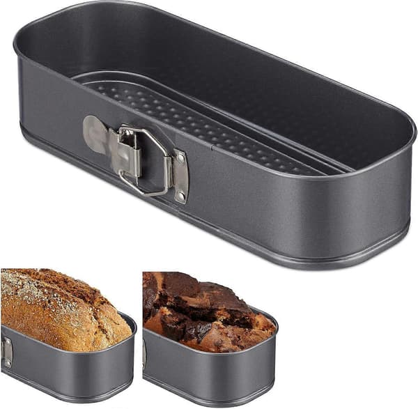 [KK] Antrasitt rektangulær springform, avtakbar, non-stick, 30,8 x 12 cm
