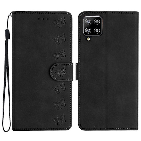 Til Samsung Galaxy M32 (global version) 4g Præget Telefon Cover Læder Wallet Flip Stand Cover Style A Samsung Galaxy M32 (Gl Black