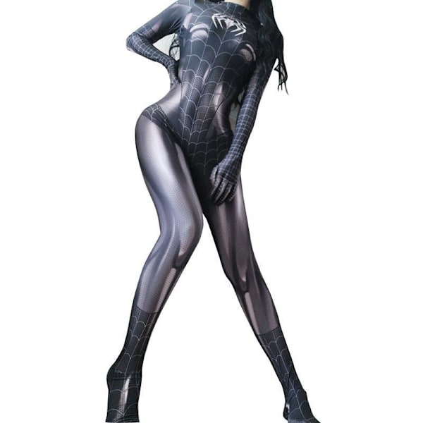 Superhelt Spider Stretch Bodysuit Halloween Kostume Outfit Piger Rolleleg Jumpsuit Sæt black 2XL