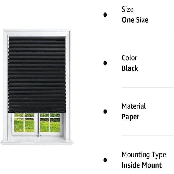 Pakkaus Langatonta Pimennyspleissattuja Kangasverhoja, Helppo Leikata ja Asentaa (24\"x59\" - 1 Pakkaus, Musta)