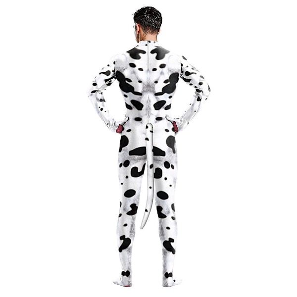 Dalmatiner Cosplay Kostym för Vuxna Barn Djur Jumpsuit Halloween Maskerad Karneval Kostym M