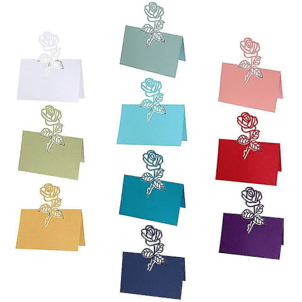 50 kpl Tyylikkäitä hääpaikkakortteja, joissa on ontto ruusukuvio, Premium-pöytäpaikkakortit, jotka sopivat tapahtumiin Dark blue 50PCS