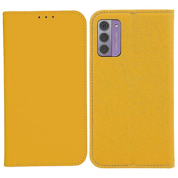 För Nokia G42 Flip Stand Plånboksskal Cross Texture Pu Läder Stötsäkert phone case Yellow