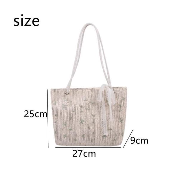Strandveske - Dame - Strå - Boho-stil - 27x9x25cm - Multifunksjonell
