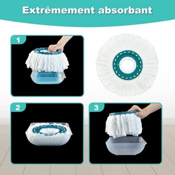 3 stk. erstatningsmopphode, kompatibel med Leifheit Clean Twist Mop, erstatningsmopphode for moppesett L
