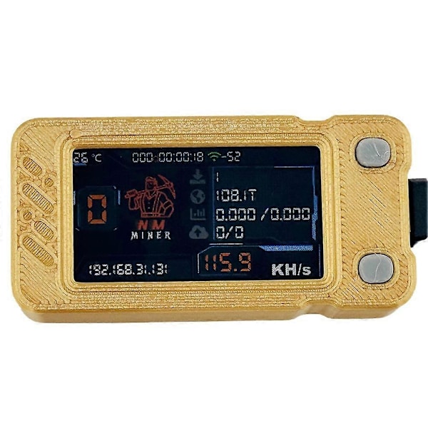 Päivitetty Nerdminer 118KH/S BTC Solo Lottery Miner Mini ASIC Miner Bitcoin BTC Miner värinäytöllä Nerd Miner Gold