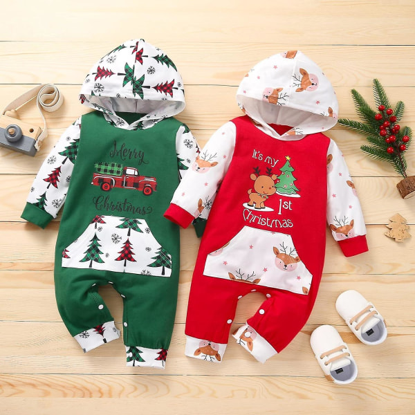 Baby Boy Girl 1st Christmas Outfits Unisex Spädbarn i ett stycke Långärmad  Merry Christmas Deer Blommig Hoodie Jumpsuit för 0-18 månader Red My 1st 3  6 Months 8e15 | Red My 1st | 3 6 Months | Fyndiq
