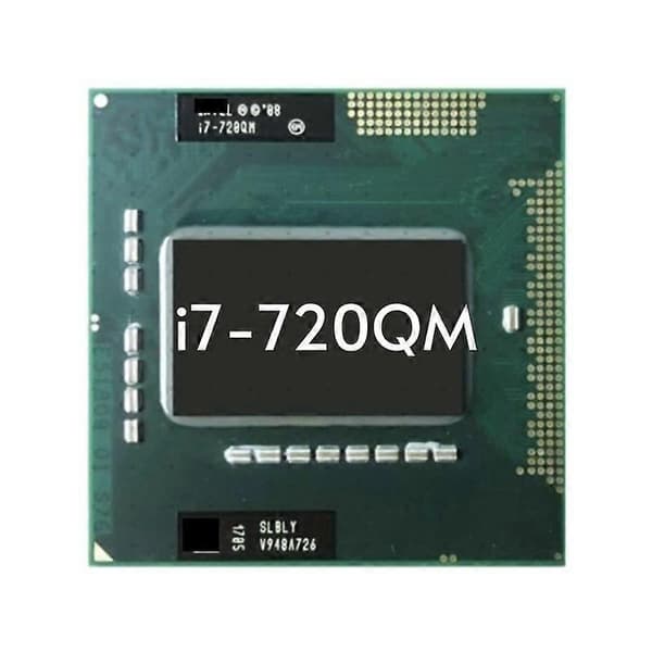 Core i7-720QM CPU - Socket PGA 988 4 kjerner 8 tråder 1,6 GHz 6 MB L3-buffer 45W.