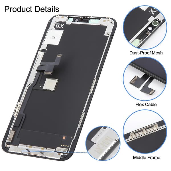 GX OLED-skærm med ramme til iPhone 11 Pro (sort) Black