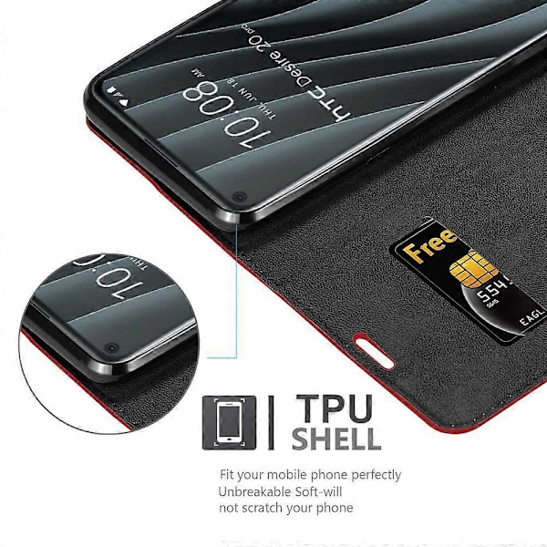 HTC Desire 20 PRO Kotelo - Suojakotelo jalustatoiminnolla ja korttipaikalla APPLE RED Desire 20 PRO