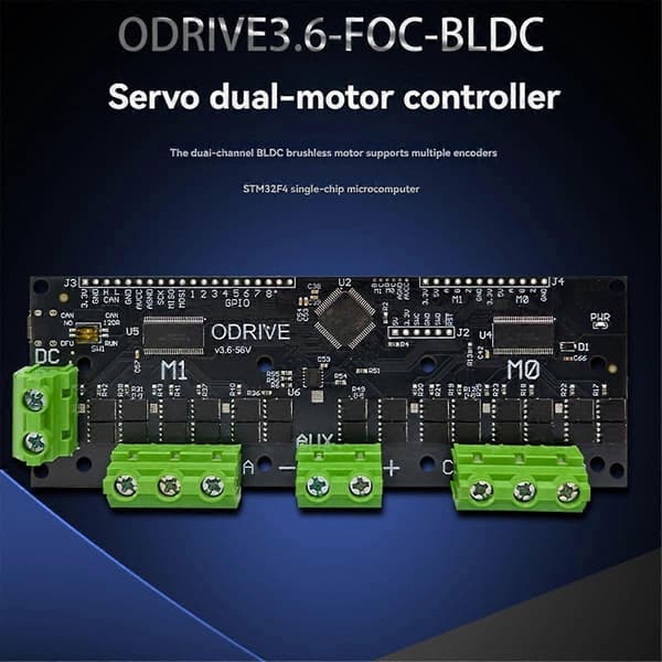 ODrive3.6 56V FOC-BLDC Servo Dual Motor Controller STM32F4 Understøtter Flere Encodere ODrive3.6 Motor Black
