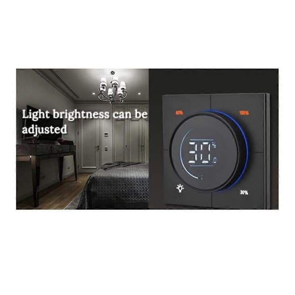 Uendelig Knapp MOSFET Dimmer Regulator Zigbee 3.0 PC Panel Vegglysbryter Digital LCD Bakkantdimming Svart Black
