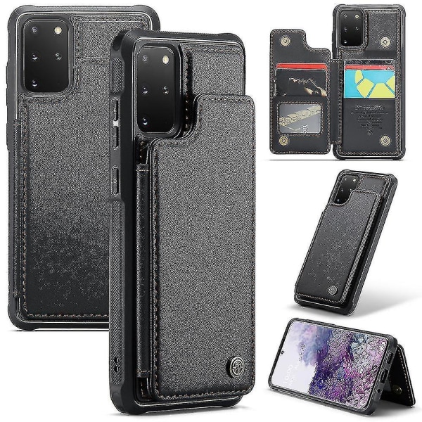 Kompatibel med Samsung Galaxy S20 Plus 5g/s20 Plus 4g Rfid-blockerande korthållare Läder+tpu Kickstand- case Black