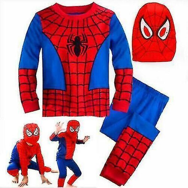 Barn Pojkar Spiderman Cosplay Kostym Mask Superhjälte Fancy Dress Party Outfits S(3-4 Years)