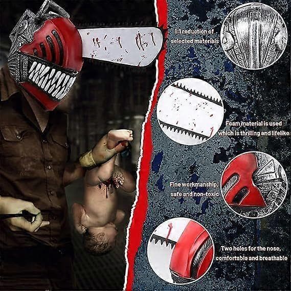 Anime Chainsaw Man Maske med Håndsag