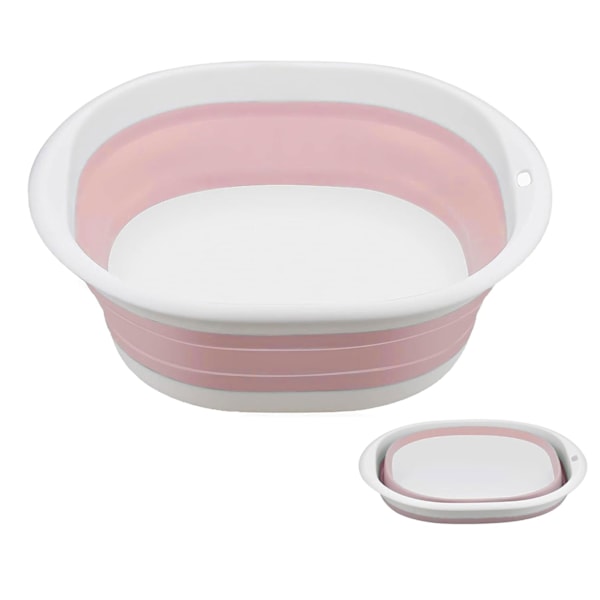 Hopfällbart Handfat Portabelt Silikon Multifunktionellt Utomhus Resehandfat Utrymmesbesparande Hopfällbart Handfat (Medium, Rosa och Vitt) pink,white