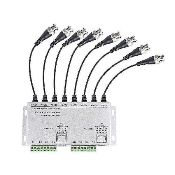8-kanals HD CVI/TVI/AHD Passiv Transceiver 8 kanaler Video Balun Adapter Sender BNC Til UTP Cat5/5e