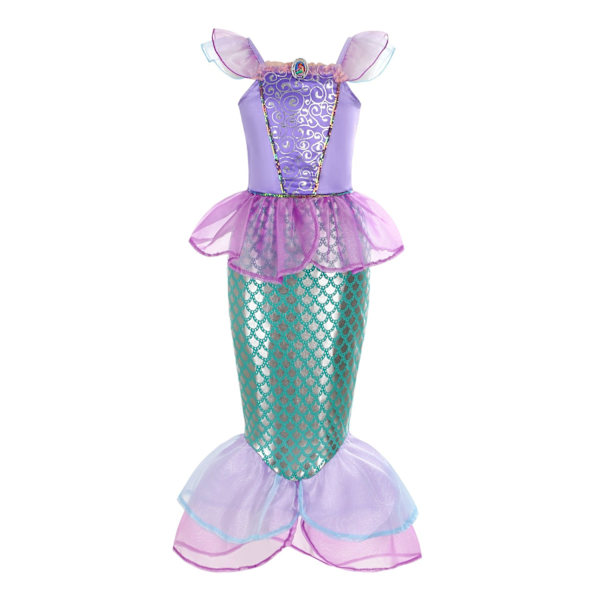 Halloween Mermaid Kids Dress Mermaid Princess Dress Ariel Girls Dress-Purple Purple