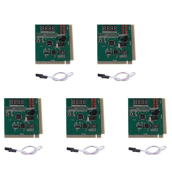 5X PC Moderkortsdiagnostikkort 4-siffrig PCI/ISA POST-kodanalysator Green & black