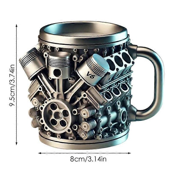 V8 Motorer Rustfri Stål Kop, Personlig V Rustfri Stål Kaffekrus V6