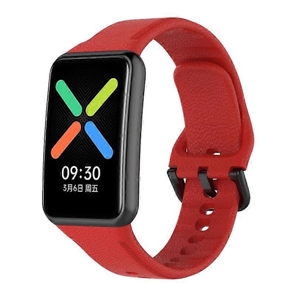Oppo Watch Free -kellolle teksturoitu silikoninen ranneke, vaihdettava ranneke mustalla soljella Multicolor Red