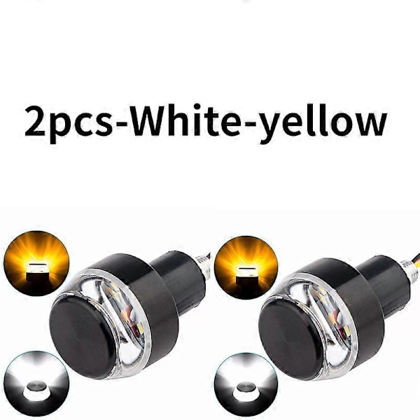 2 stk. 12V CNC Blinklys Motorsykkel LED Styrende Blinker for 22mm Styre Signal Lys Blinkende for Styre 2pcs-White-yellow