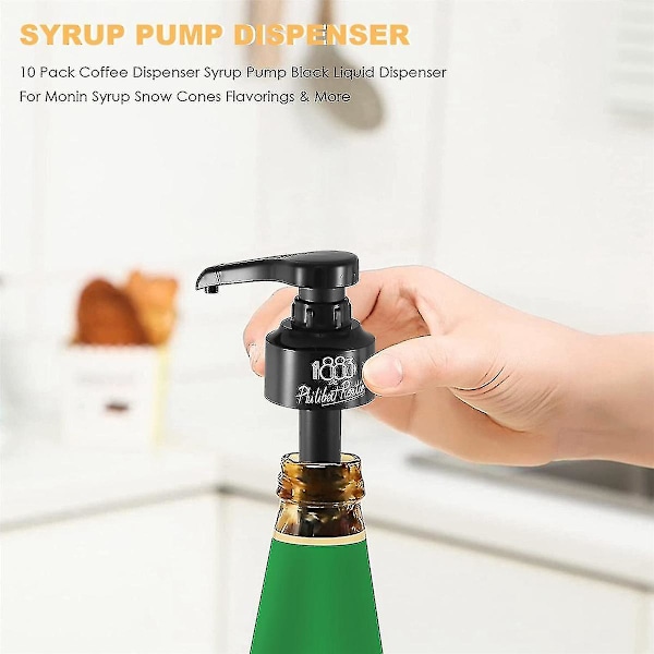 10 Pak Kaffedispenser Siruppumpe Sort Væskedispenser Til Monin Sirup Snow Cones Smagsstoffer & Black