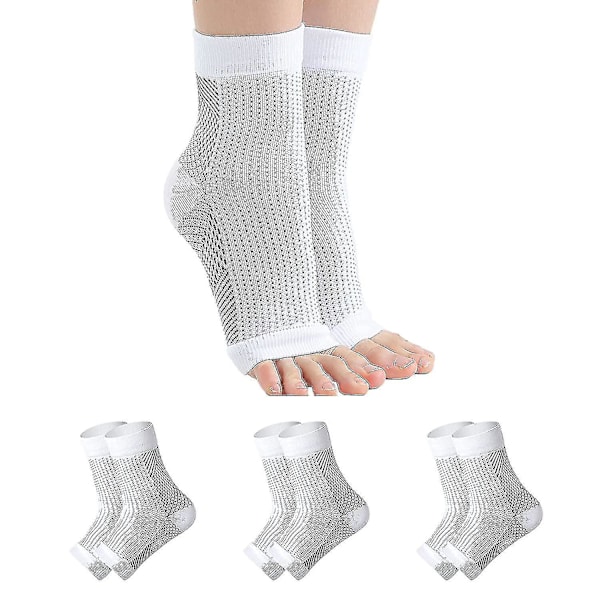 Pairs Neuropatiska Sockor, Lugnande Sockor för Neuropatisk Smärta, Kompressionsstrumpor för Seninflammation, Plantar Fasciit, Neuropati - Vit - Vit - White - S M