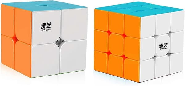 Qiyi Speed Cube Bundle 2x2 3x3 Magic Cube Set Qidi s 2x2 Warrior W 3x3 Stickerless Puzzle Toy Pack