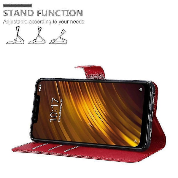 Xiaomi Pocophone F1 Puhelin Kotelo Suojakuori - Korttipaikalla ja Jalustatoiminnolla CARMINE RED Pocophone F1