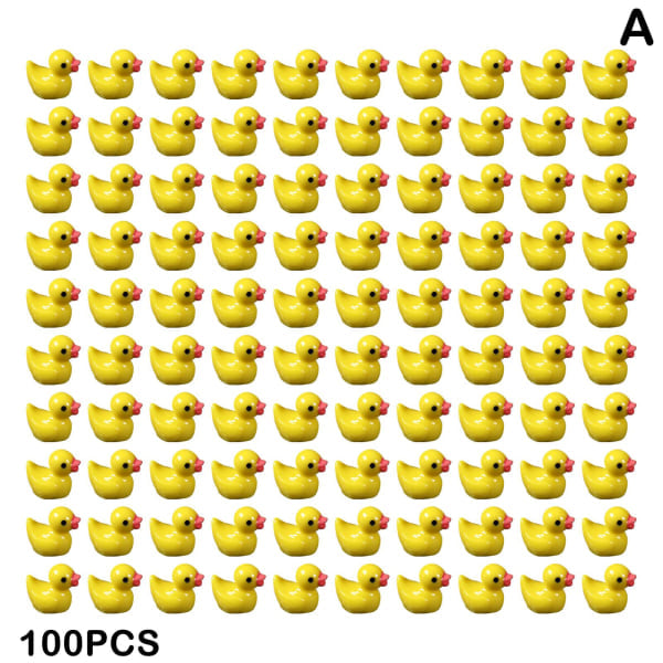 100/200 stk Mini Gummibader Miniatyr Harpiks Andunger Gule Små D 100pcs yellow 100pcs