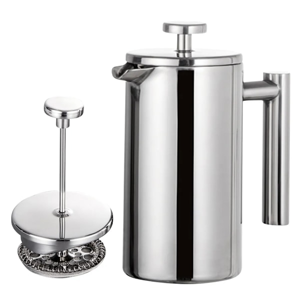 350ml Dubbelväggig Rostfritt Stål Fransk Press Kaffebryggare med Rostfritt Stål Filter Kaffekanna Isolerad Kaffekanna Pressfilter Kanna Kaffepress
