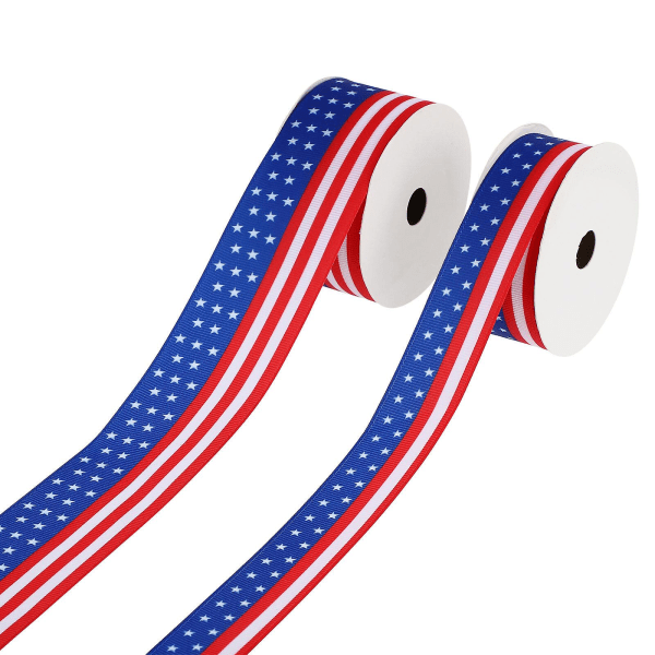 2 rullar 10 Yards dekorativt band American Independence Theme Packing Ribbon