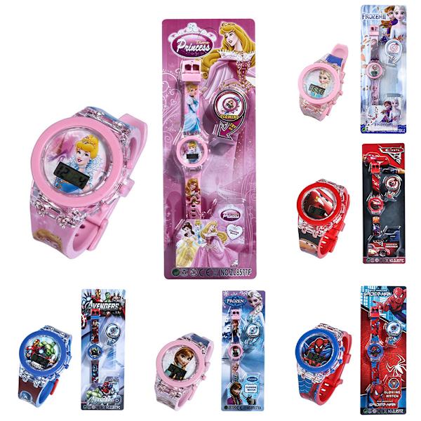 3D Glow Up Digitale Klokker Spiderman Avengers Frozen Paw Patrol princess