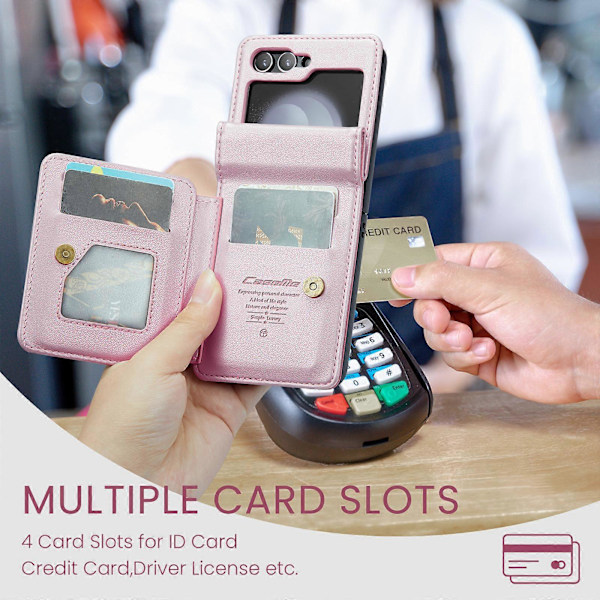 Etui til Samsung Galaxy Z Flip 6 med RFID-blokering, Z Flip 6 Wallet-telefonetui med kortholder, holdbart støttebenetui til Galaxy Z Flip 6 black