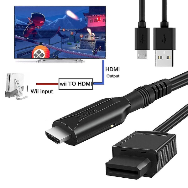 Jul Hd Wii Till Hdmi Adapter Konverterare Med USB Kabel Höghastighets Spelkonverteringssladd
