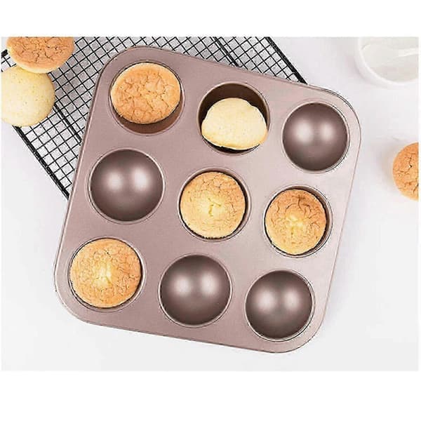 2026 9 koppar non-stick halvboll cupcakeform metall cupcakeplåt kolstål