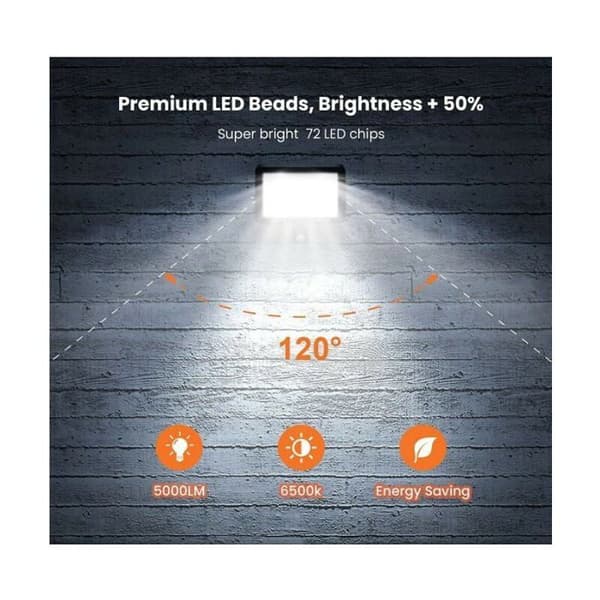 LED Flomlys - LARGEIGHT - 50W - Bevegelsessensor - IP66 - 5000LM - Utendørs